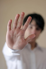 Obraz premium Teenager Shows His Palm