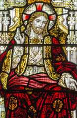 Fototapeta na wymiar Victorian stained glass window of Jesus