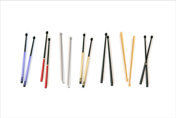 Drumsticks or drum sticks vector. Rock or jazz equipment. Isolated on white background. icon for music apps and websites