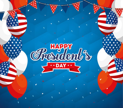 Balloons design, Usa happy presidents day united states america independence nation us country and national theme Vector illustration