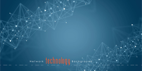 Abstract futuristic - Molecules technology with polygonal shapes on dark blue background. Illustration Vector design digital technology concept.