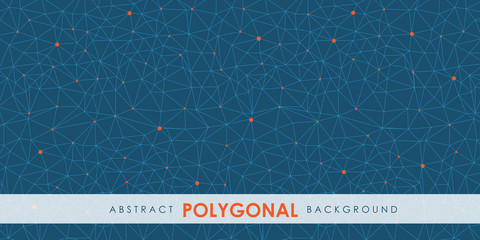 Abstract polygonal surface background. Low poly mesh design with connecting dot and line. Connection triangle structure. Vector geometry futuristic decoration.