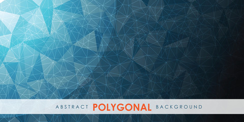 Abstract polygonal surface background. Low poly mesh design with connecting dot and line. Connection triangle structure. Vector geometry futuristic decoration.