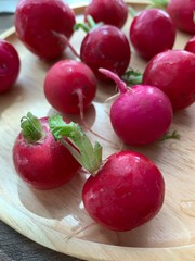 fresh radish on wooden background