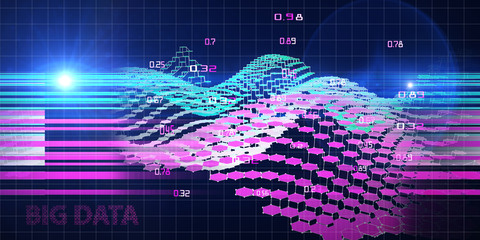 Big data. Abstract  concept of  making analysis.  Quantum virtual cryptography.  Business and science visualization of artificial intelligence.