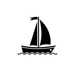 Sailing boat vector icon on a white background.