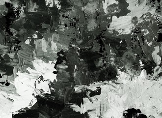 black white abstract background, splashes and stains, acrylic painting, monochrome drawing, illustration