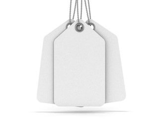 White label or price tag on white background. 3D