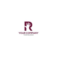 R Hand Logo Design Vector