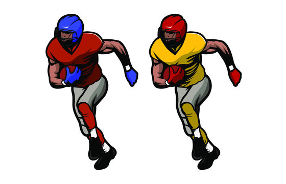 american football player illustration vector. American football player kicks the ball. Isolated in white background