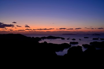 展望公園から見た九十九島のブルーモーメント情景＠長崎