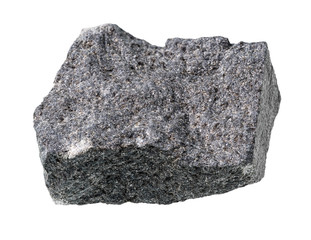 unpolished gabbro rock cutout on white