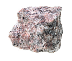 rough pink granite rock cutout on white