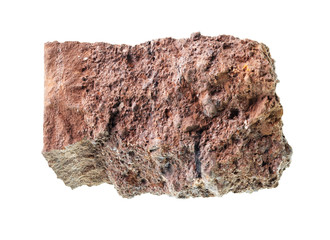 rough bauxite ore cutout on white