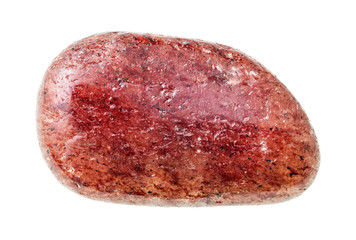 tumbled red aventurine gem stone cutout on white