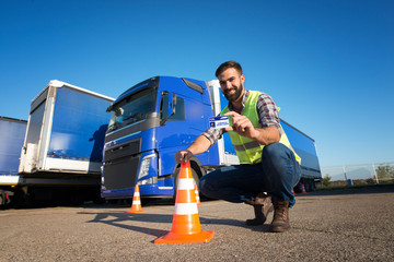 Truck driving school and CDL training. Driver candidate successfully finished truck driving...