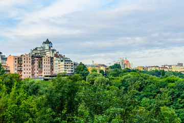 Fototapeta na wymiar View on a residential buildings in Kiev, Ukraine. Cityscape