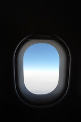 Window seat and scene in the airplane