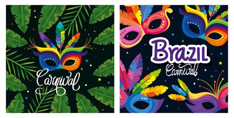 set poster of brazil with decoration vector illustration design
