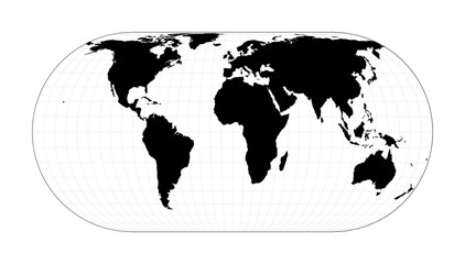 Abstract map of world. Eckert IV projection. Plan world geographical map with graticlue lines. Vector illustration.