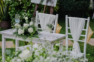 wedding reception table top decor celebration in garden