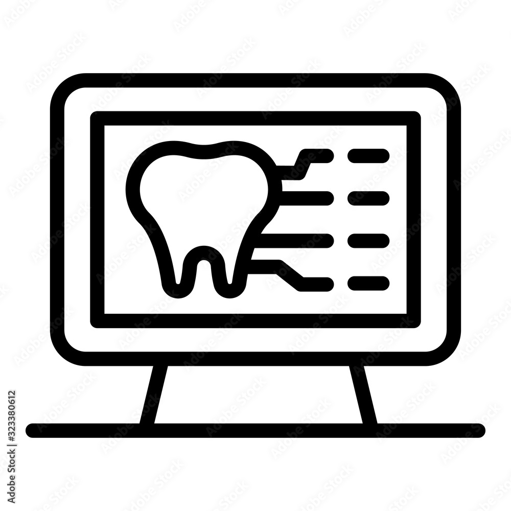 Aufkleber tooth analyze monitor icon. outline tooth analyze monitor vector icon for web design isolated on whi