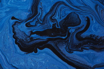 Natural Luxury. Phantom blue. Marbleized effect. Ancient oriental drawing technique. Marble texture. Acrylic painting- can be used as a trendy background for posters, cards, invitations.