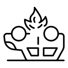Car accident fire icon. Outline car accident fire vector icon for web design isolated on white background
