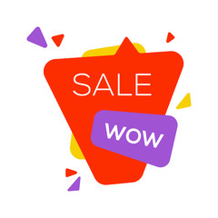 Sale banner design template. Flat speech bubble