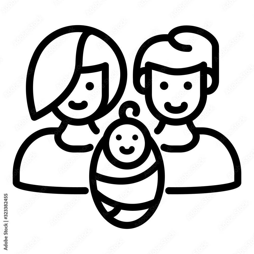 Wall mural Foster family baby icon. Outline foster family baby vector icon for web design isolated on white background - Wall murals