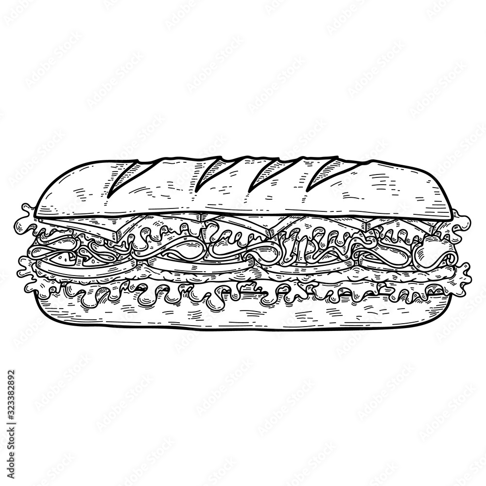 Wall mural illustration of sandwich. design element for poster, card, banner, flyer. vector illustration