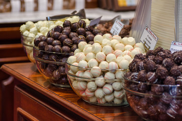 Asorted white and brown  chocolate balls for sale