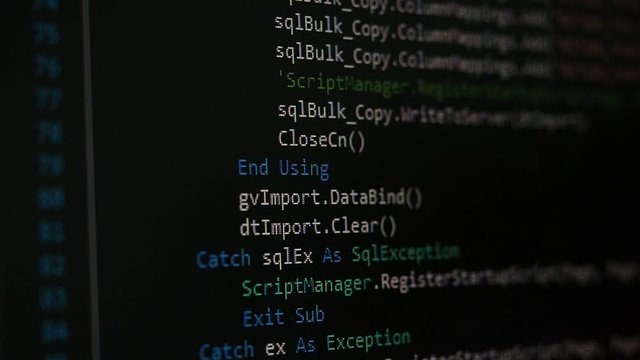 Web, application and software developement. Programming code on a monitor.