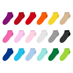 A set of socks in different colors. Vector illustration on white background.