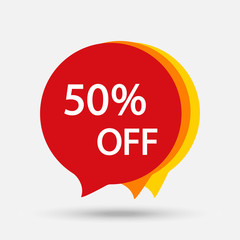 Special offer sale red tag isolated vector illustration. Discount offer price label, symbol for advertising campaign in retail, sale promo marketing, 50% off discount sticker, ad offer on shopping day