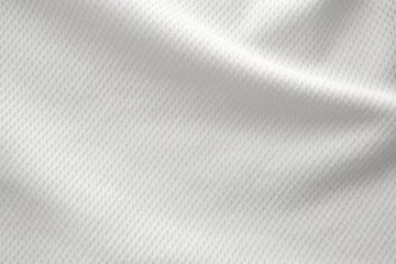 Foto auf Acrylglas White sports clothing fabric jersey football shirt texture top view close up © Piman Khrutmuang