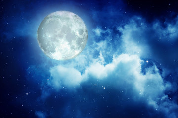 Obraz na płótnie Canvas Full moon in night sky.