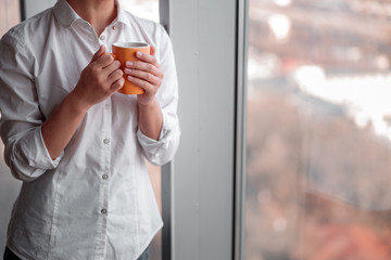 Asian woman is working in office