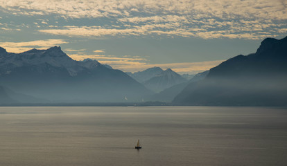 Genfer See in der Schweiz bei Saint Sarphorin