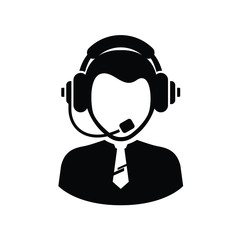 Customer Service and Headset icon isolated on white background