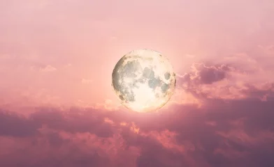 Afwasbaar Fotobehang Volle maan Full moon in night sky.
