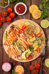 grilled chicken breast with vegetable and sauce