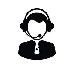 Customer Service and Headset icon isolated on white background