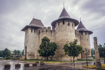 Fototapeta na wymiar Exterior view of historic fortress in Soroca city, Moldova