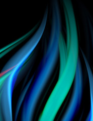 Silk smooth lines on black, liquid fluid color waves. Vector Illustration