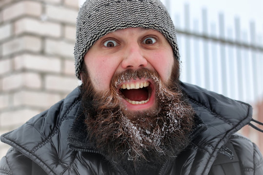 bearded man hat winter