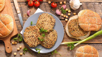 vegan burger steak with chickpea and lentil