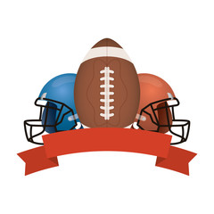 american football sport helmets and balloon