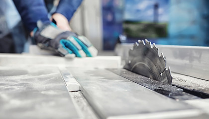 Workshop with tools and electric saws in the process