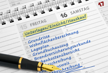 Terminnotiz: Unterlagen zur Einsicht für den Hauskauf
